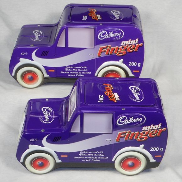 Collectable Cadbury's Mini Fingers purple tin van x 2 - Picture 1 of 6